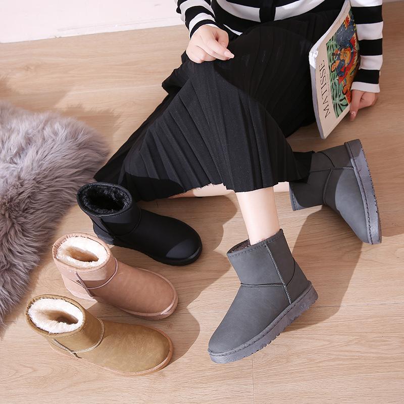 2025 winter thickened and velvet anti-water ingress leather surface versatile new versatile snow boots women 2025