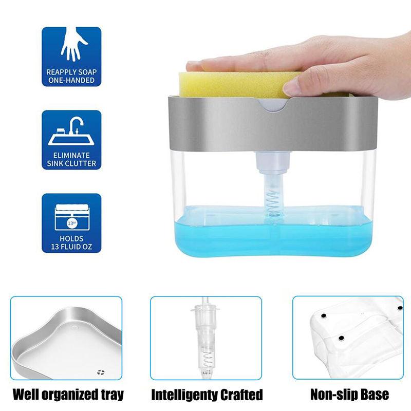 New Automatic Soap Dispenser Bottle for Liquid Soap Kitchen Sponge Soap Dispenser Ditchen Sponge Dispenser Manual