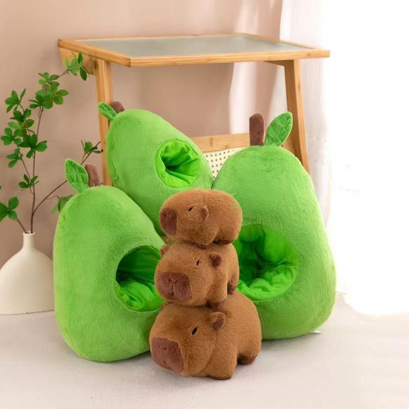 32/42cm Niedliches Avocado-Capybara Plüschtier Weiches Obst Plüschtier Puppe Schlafzimmer Wurfkissen Dekoration Kinder Jungen Mädchen Geburtstagsgeschenk