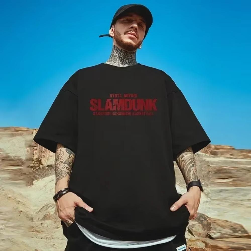 Men's T Shirt Hip Hop Streetwear Baskeball Team Print Shirt Harajuku 100%Cotton Short Sleeve T Shirt Women Tee Y2k Clothing Tops
