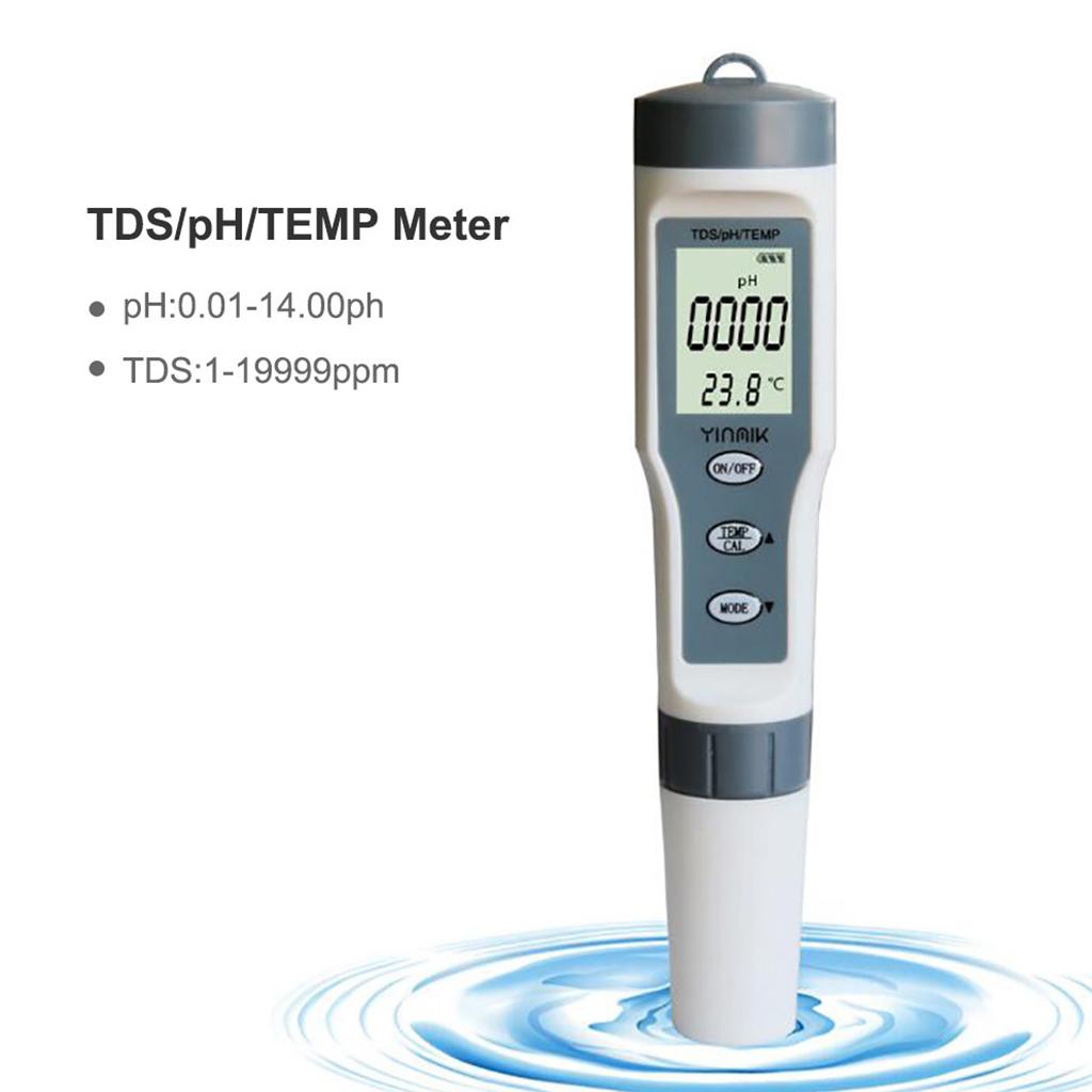 EZ9901 Digital TDS Meter 3 In 1 TDS/PH&TEMP Tester Pen Handheld Water Quality Tester Water Purity Test Tool for Pool