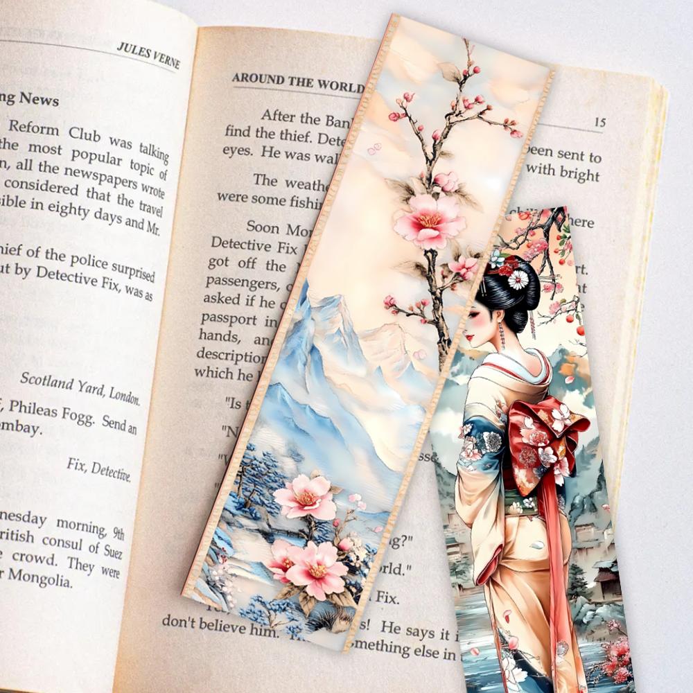 32pcs, Japanese geisha bookmark, back-to-school season, Christmas, Halloween, suitable for teachers, readers, birthday gifts.