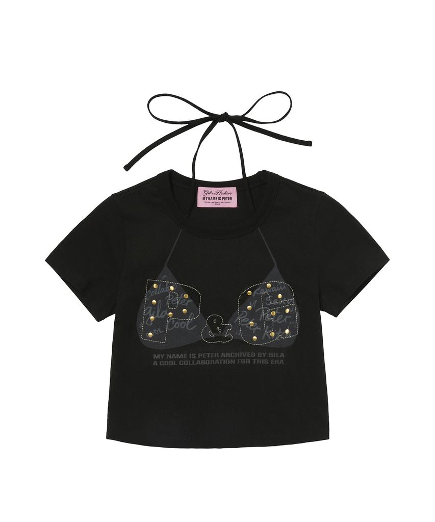 Gillaakaibeu P&G Halter Strap Crop Top_Black