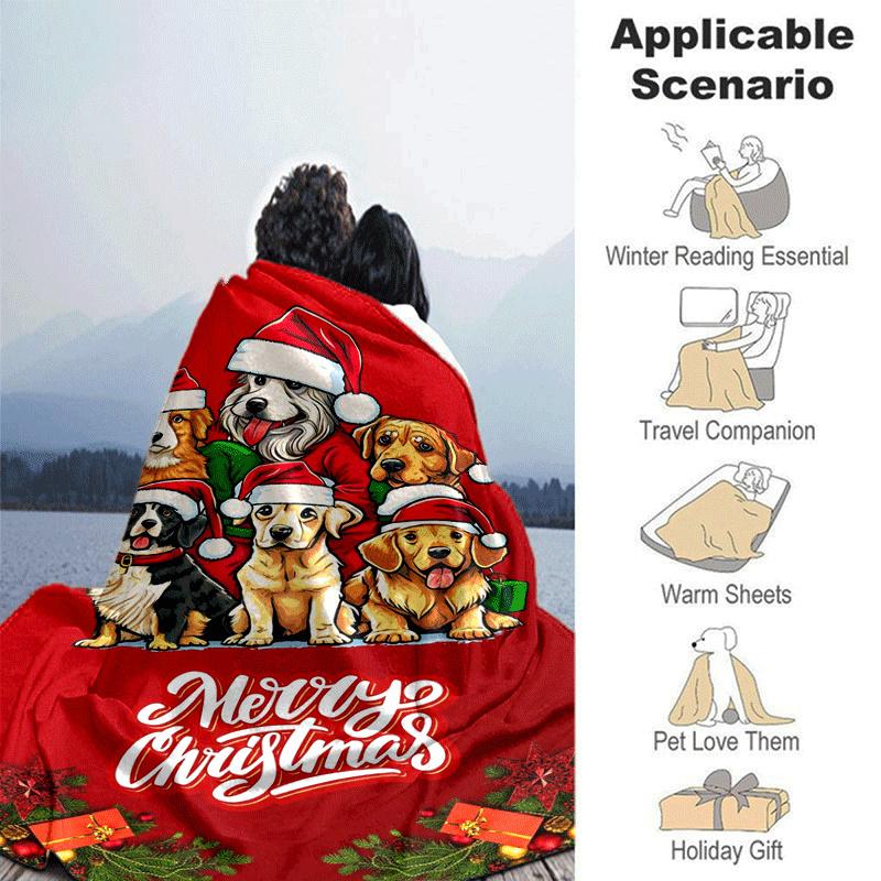 1pc Merry Christmas Printing Lightweight Flannel Blanket, Comfortable and Warm Blanket, for Camping Sofa Bed and Couch Office, in All Seasons