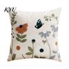 Washable Living Room Cushion Covers Floral Embroidered Cover, Decorative Throw Pillow Square Shams Farmhouse Cover for Sofa Couch Elegant Summer