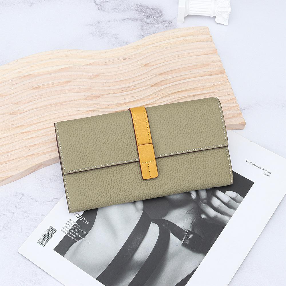 Women's Top Grain Cowhide Color Block Long Wallet - Large Capacity, Multifunctional Clutch & Phone Bag
