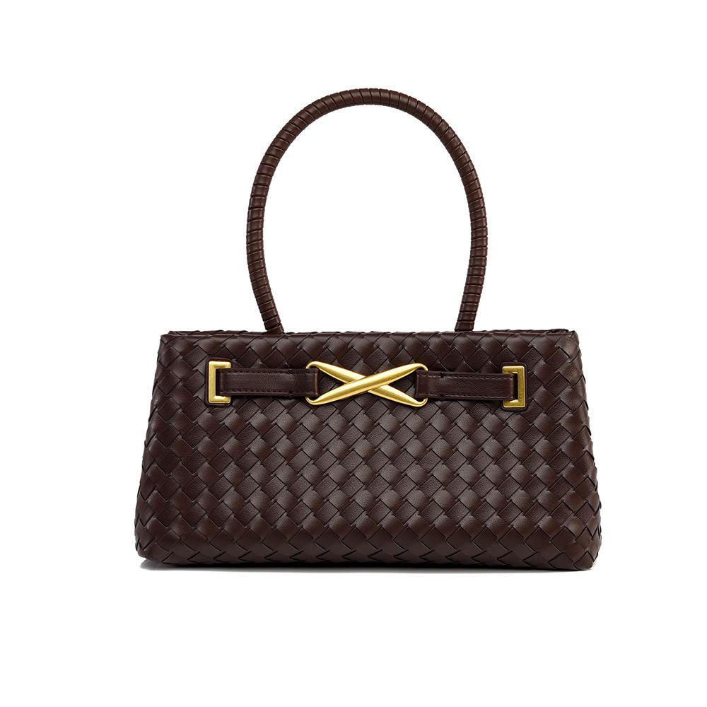 Borsa Autunno/Inverno Nuova Borsa Intrecciata Fatta a Mano Grande Capacità Borsa Morbida in Pelle da Pendolari alla Moda di Nicchia Borsa da Donna Borsa a Spalla