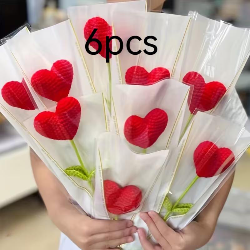 

2pcs/3pcs/6pcs Handmade Knitted Love Bouquet Simulation Bouquet Gift for Friends Valentine s Day Gift