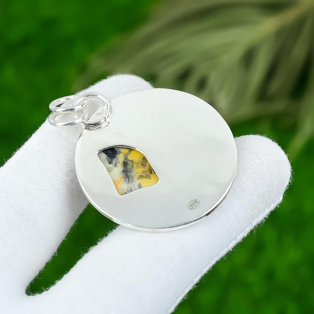 Natural Bumble Bee Jasper Gemstone Jewelry 925 Sterling Silver Pendant For Women