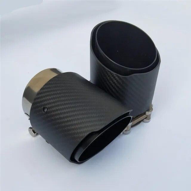 Garganta trasera de fibra de carbono, entrada de 80mm, salida de 101mm, punta de tubo de escape mate de lado recto, apta para Mazda CX5 CX4
