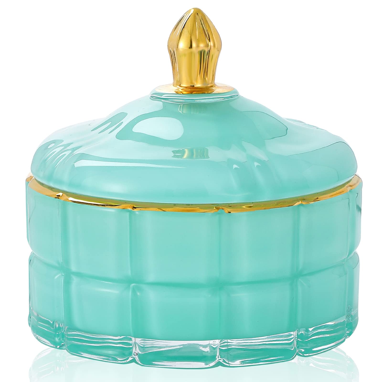

European Glass Storage Cute Jar Candy Dish with Lid Diamond Box Jewelry Storage Jar Table Containers for Office(Green, D 3.94 H 4.06 ) 7 Ounces зелёный