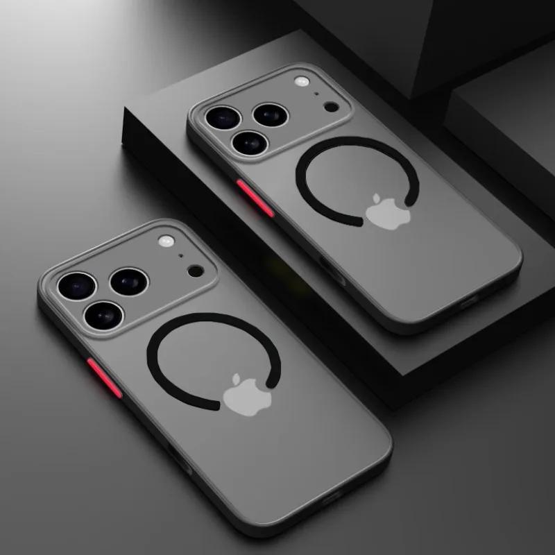 Matte For Magsafe Magnetic Phone Case for iPhone 17 16 15 14 13 12 11 Pro Max Air PC Hard Wireless Charge Anti-Fingerprint Cover