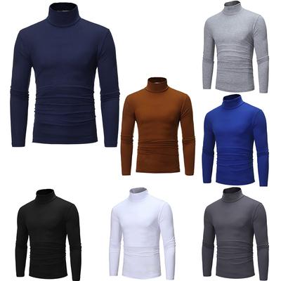 Men's Basic Shirts Solid Turtleneck Long Sleeve Shirts High Neck Slim Fit Shirts Casual Thermal Warm Tee Shirts Pullover Sweater Shirts