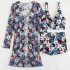Brazilian Bikini Set Women Floral Printed Beach Wear Three Piece Push Up Cover Up Swimsuit Sexy Swimming Suit 2025 Bathing Suit