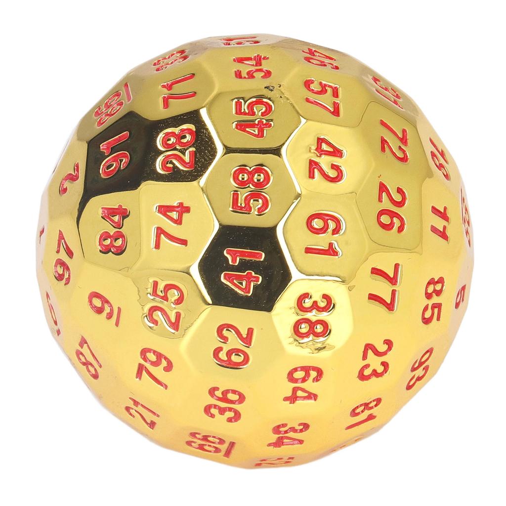 100 Sides Polyhedral Number Dice Metal 5cm Diameter Easy to Read with Velvet Bag for Over 14 Years Old