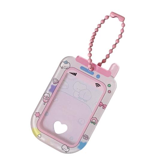 Acrylic Mini Card Holder Cute Cartoon Phone Badge for ID Photos Keychain Display Hard Protective Sleeve for School Office & Collectibles
