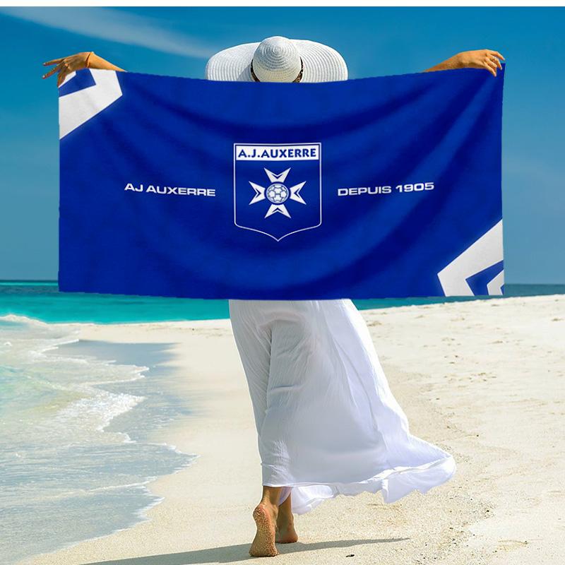 1PC Aj Auxerre Football Club Beach Towel - Soft, Absorbent Microfiber, Lightweight, Ideal for The Beach, Parties, Travel, Camping Fan Gifts