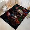 Colorful Skull and Floral Pattern Carpet, Dark Gothic Decorative Rug Suitable for use as an anti-slip for living room bedroom sofas