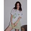 Green Apple Printed Women's Short Sleeved T-shirt New Woman Round Neck Fashionable T-shirt Summer Casual Loose and Comfortable Female Pullover