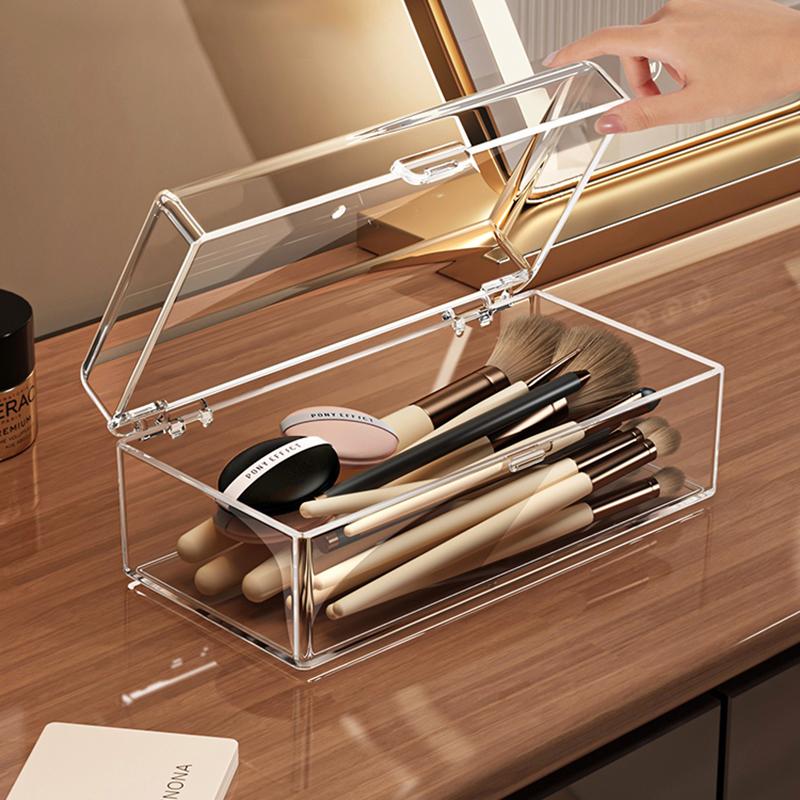 Makeup Brush Holder Clear Acrylic Storage Box Hair Accessories Organizer Lipstick Cosmetic Storage Box Desk Jewelry Organizer