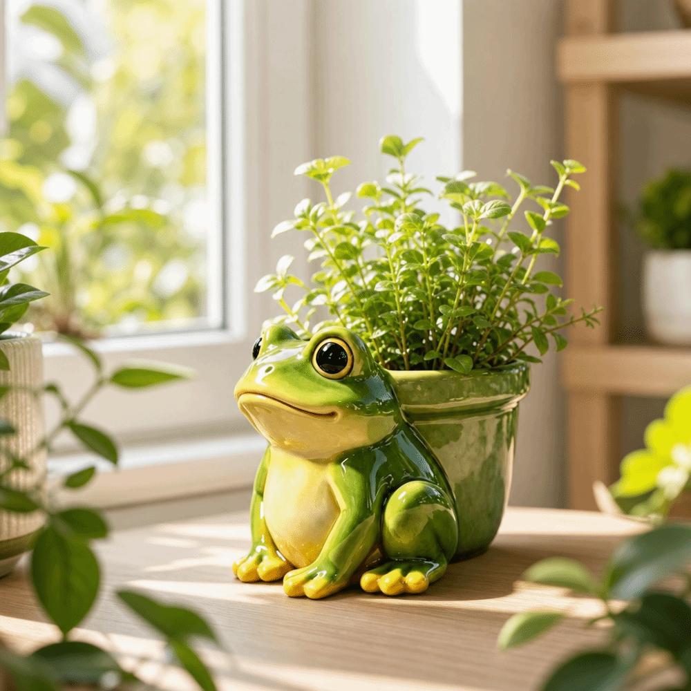 Resin Succulent Pot Funny Frog Planter Stylish Modern Potted Sculpture Garden Decoration