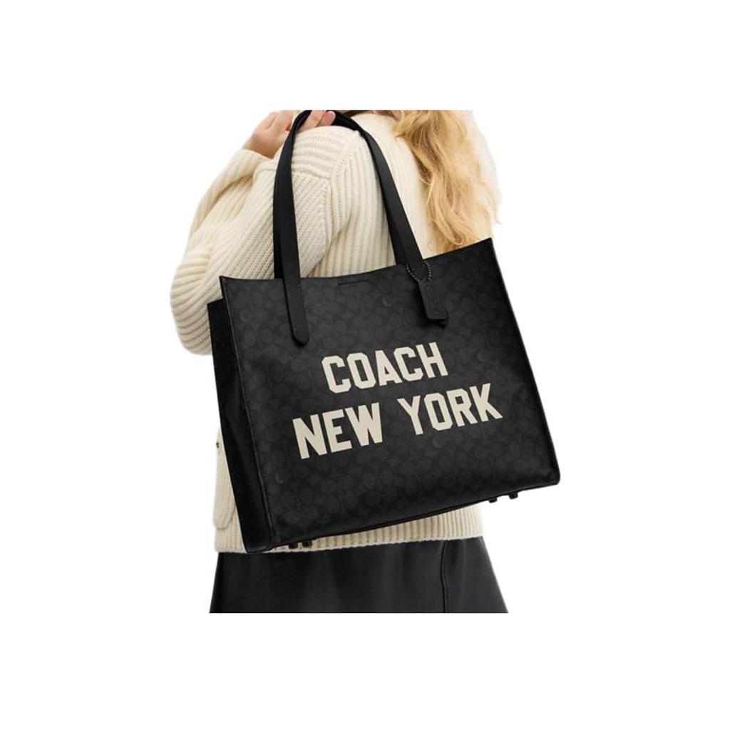Coach Classic Logo Pattern Magnetic Closure Tote Bag Unisex Tote Bags Charcoal-Gray CY806-A5F