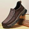 Men's Waterproof Slip On Faux Leather Hiking Shoes for Male Outdoor Non-Slip Walking Sneakers Casual Loafers Work Shoes Comfortable Short Boots