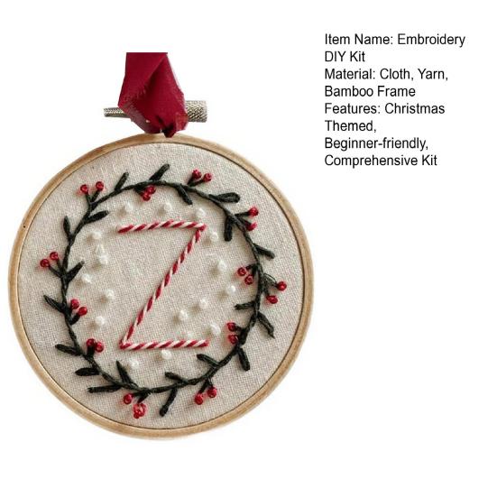 Yousheng DIY Embroidered Christmas Ornament Embroidered Initial Crafting Kit Mini Christmas Embroidery Kit for Beginners Xmas Tree Decor