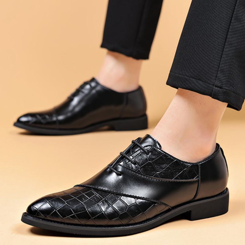 

Деловые официальные кожаные туфли мужские повседневные костюмные туфли с низким верхом однотонные свадебные туфли модные туфли-оксфорды для улицы с острым носком офисные туфли мужские 38 чёрный