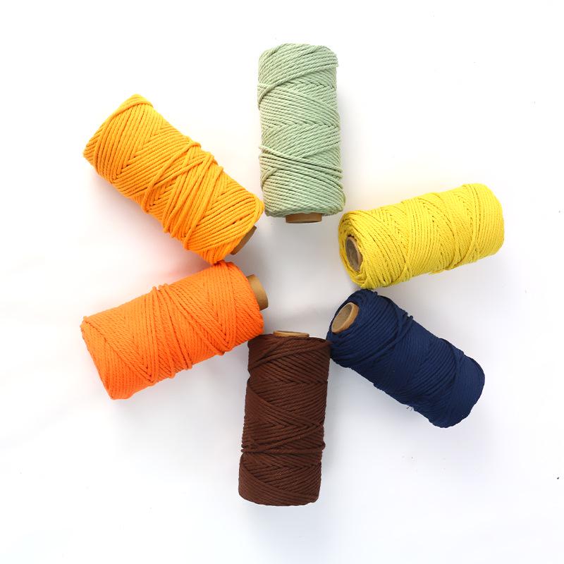 4mm Multi-Strand Macaron Colored Cotton Rope for DIY Tapestry & Decorative Weaving.