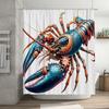 Large Claw Lobster Print Shower Curtain Waterproof Decoration Bathroom Decor Artistic Wall Hanger Home Decorative Waterproof Fab