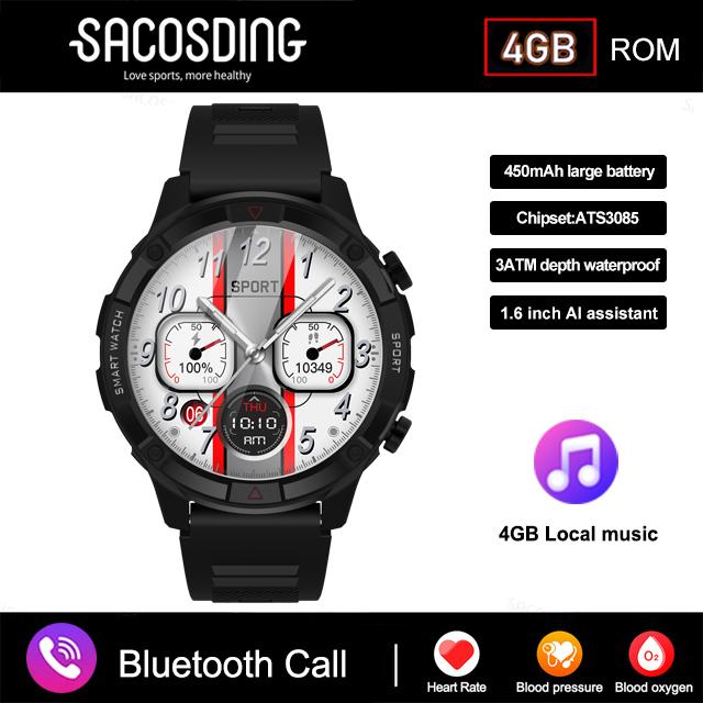 Smart Watch Men Amoled Display Sports Watches 4g Rom Voice Calling Local Music Waterproof Men Smartwatch For Xiaomi Android