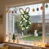 50*25cm Easter Bunny Wreath With Flowers, Bunny Shaped Pendant, Front Door Decoration