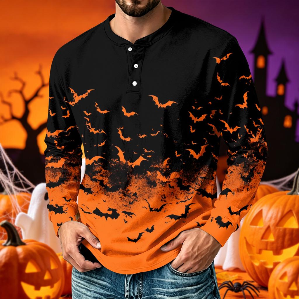 Men's Printed Long Sleeve Casual T-Shirt for Everyday Wear