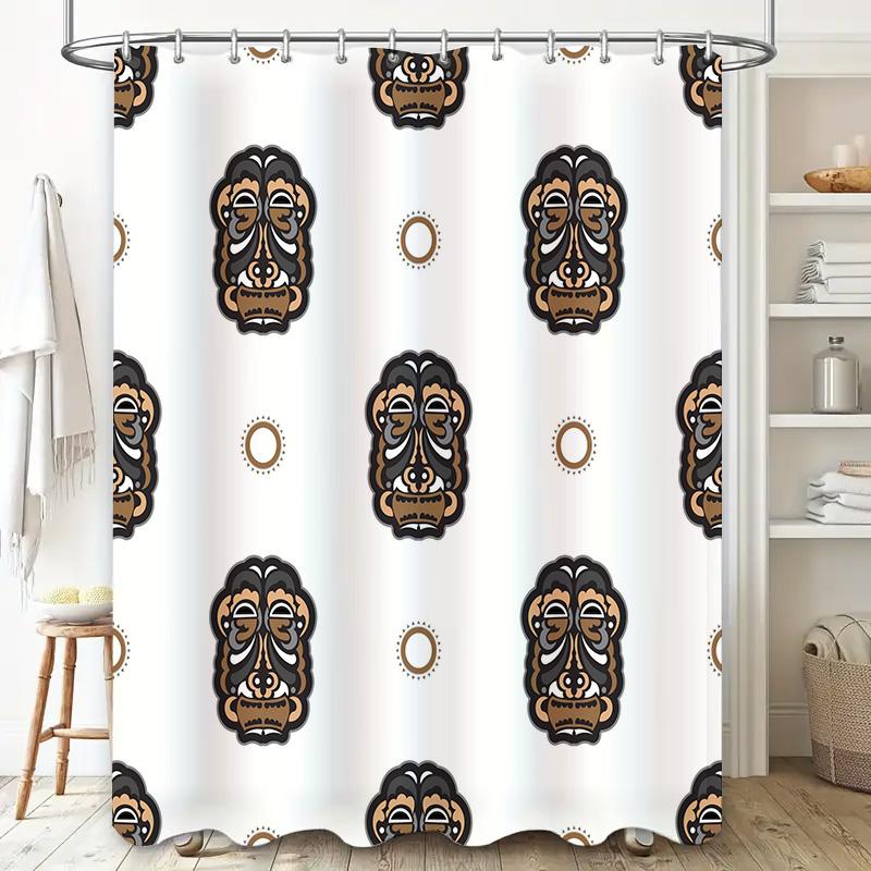 Boho Style Printed Shower Curtain Boho Decor Bathroom Shower Curtains Black White Brown Floral Print Waterproof 180x180cm (White