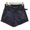 Women's High-Waisted Korean Style Denim Shorts with Rolled Hem