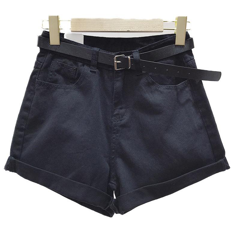 Women's High-Waisted Korean Style Denim Shorts with Rolled Hem
