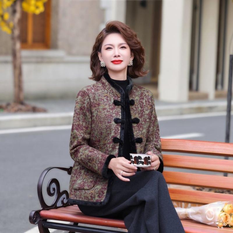 

Women s velvet jacket padded jacket thickened versatile thermal disc button top padded jacket padded jacket women 1XL [recommended 80-50kg]