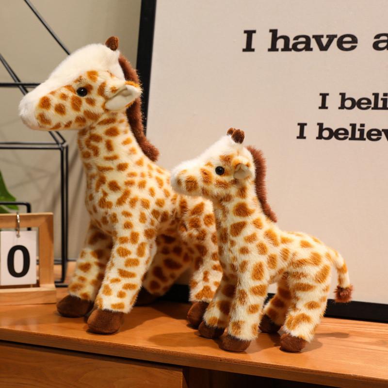 Plush Giraffe Animal Toy With Short Pile Fabric For Kids Room Decor