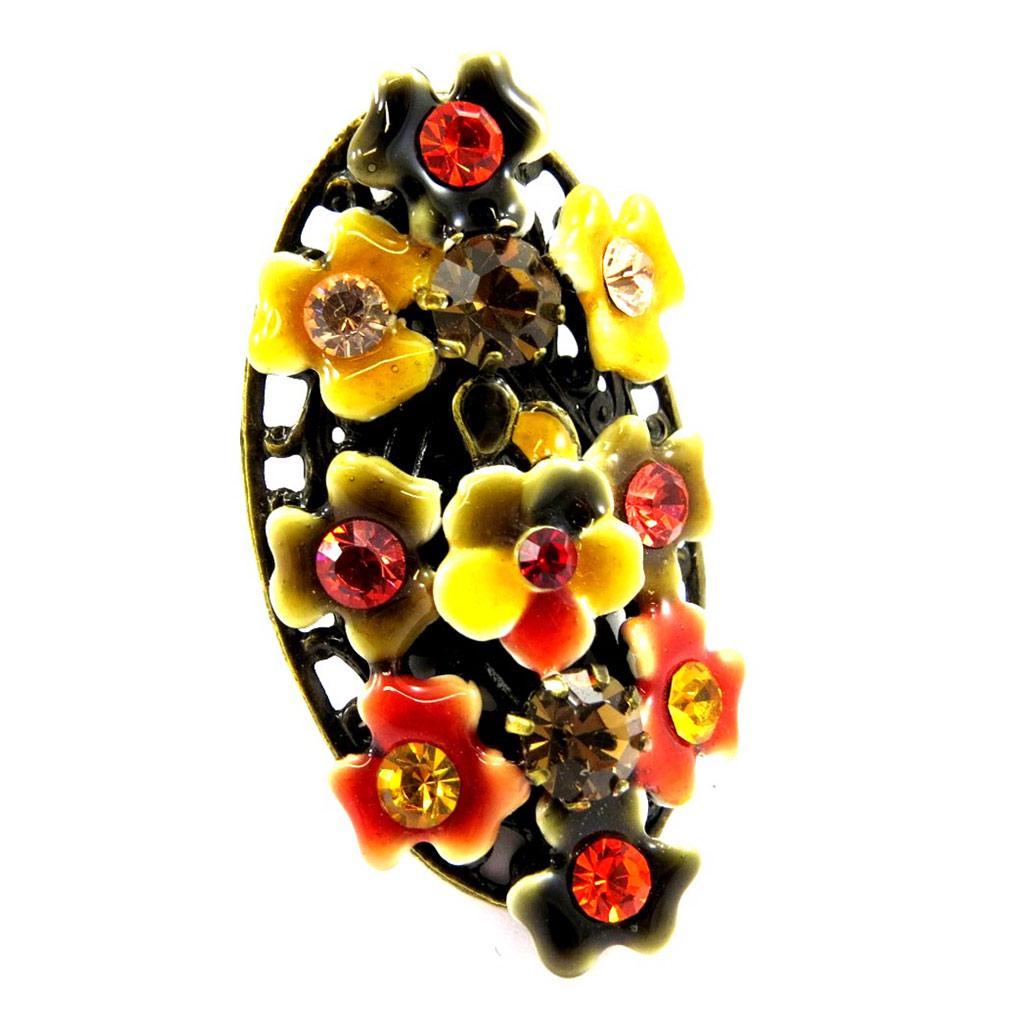 Les Trésors De Lily [B1705] - Bague Créateur 'Symphonie Florale' Orange / Jaune