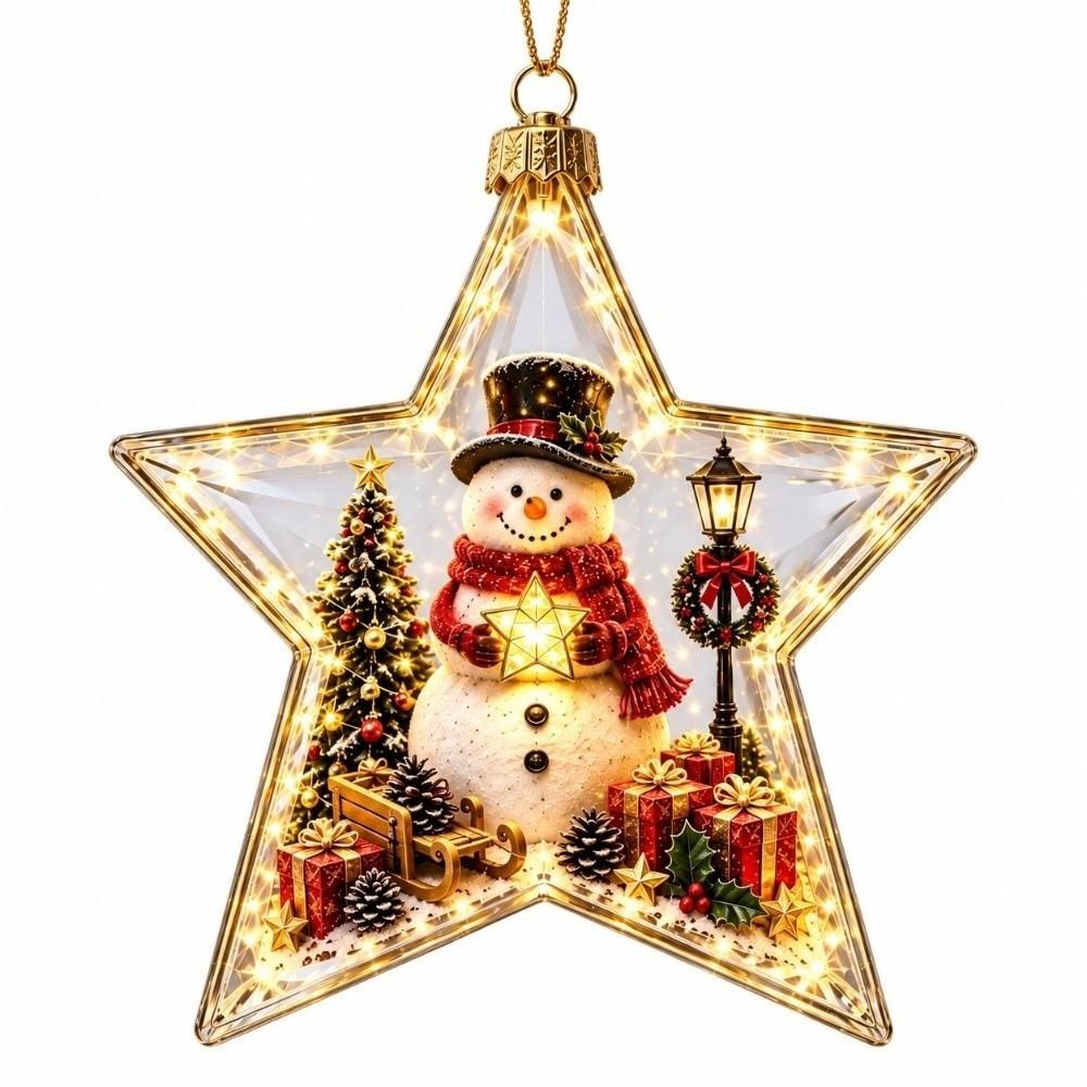 2D Flat Pattern Light Up Ornament Lightweight Clear Star Pendant Holiday Party