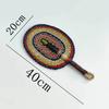 Vintage Seagrass Woven Fan Colorful Striped Patterns Summer Cooling Fan  Home Decoration