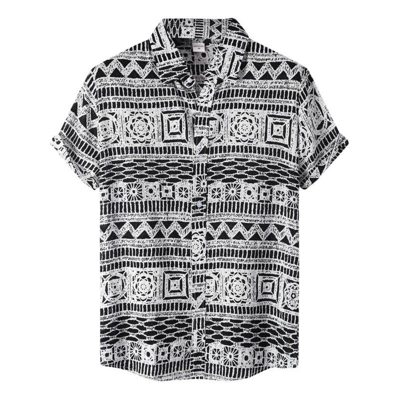 New summer casual hot sale D printing short-sleeved shirt Hawaiian shirt men's vacation seaside source