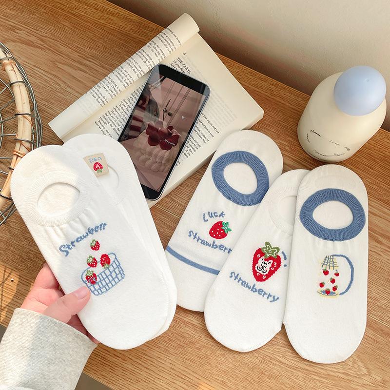 Female Summer Thin Lovely Shallow Mouth Anti Pilling with Silicone Invisible Socks