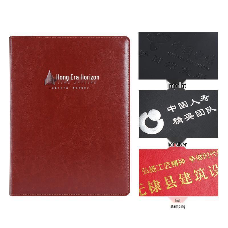 A4 Multi-functional Leather Document Folder with Clip and Storage for Contracts and Work Orders