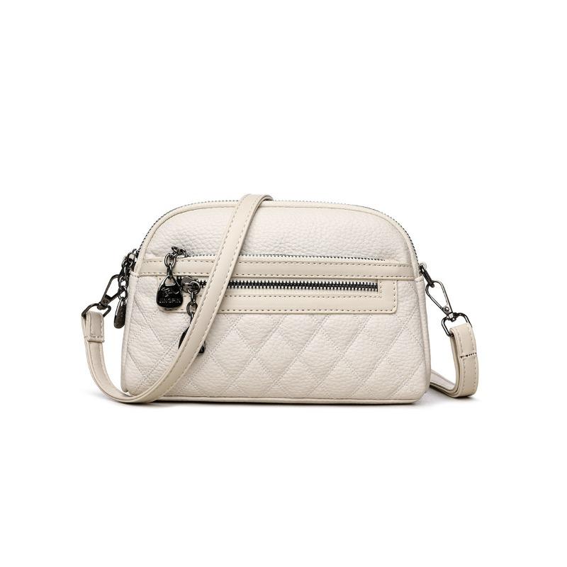 Textured rhombus embroidery thread simple soft leather medium mother small square bag new fashionable versatile shoulder messenger bag