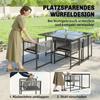 5 Pieces Garden Dining Set, Outdoor Patio Cube Set, 4 Seater Outdoor Table and Chairs with Foldable Backrest, Light Grey