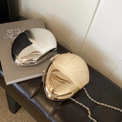 Acrylic Shell Shape Clutch Bag Gold Silver Women Evening Party Bag Cute Shiny Metal Shoulder Crossbody Bags Small Purse