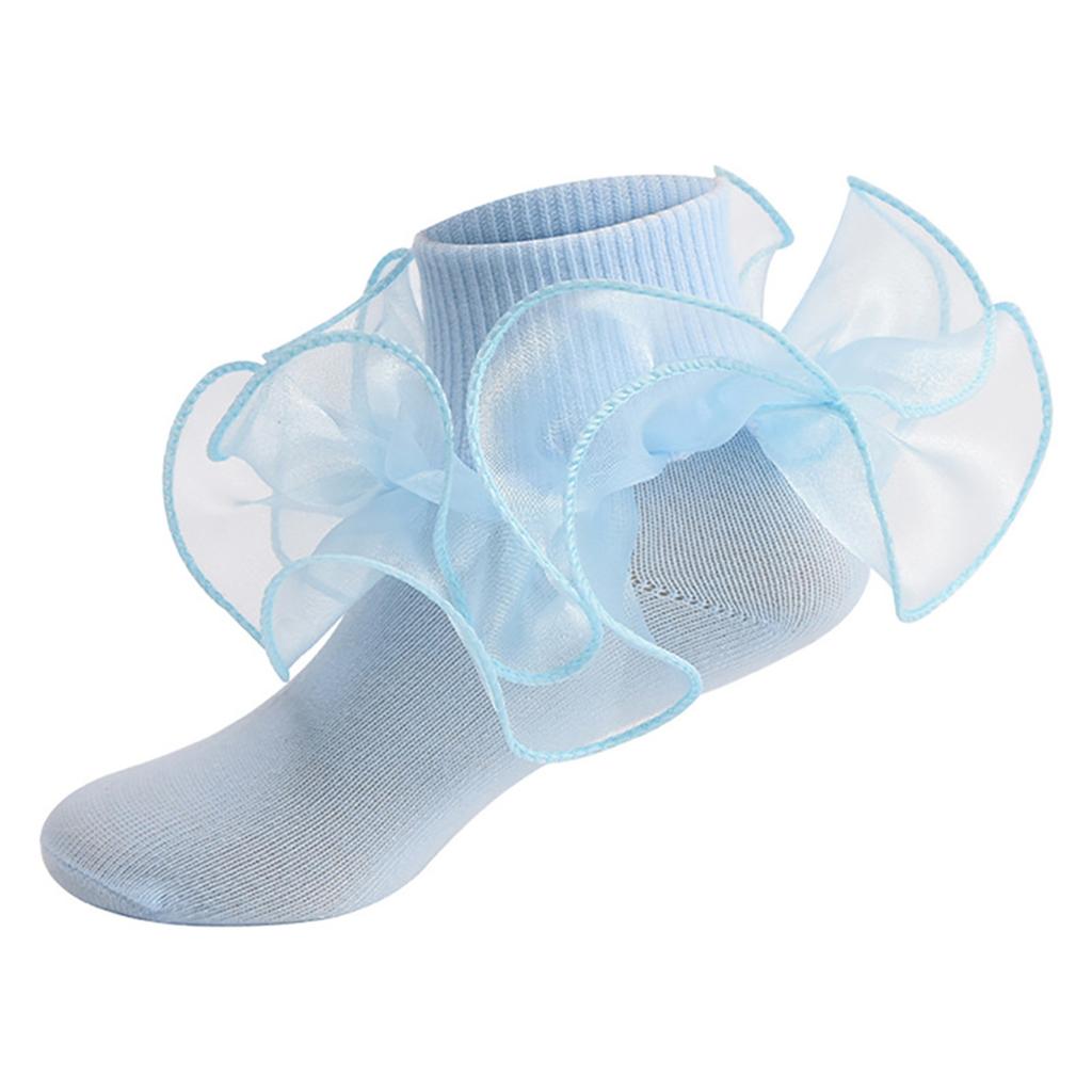 Toddler Girls Princess Ruffle Socks Soft Double Lace Frilly Ankle Socks Cute Baby Kids Socks For Ages 1-10 Years