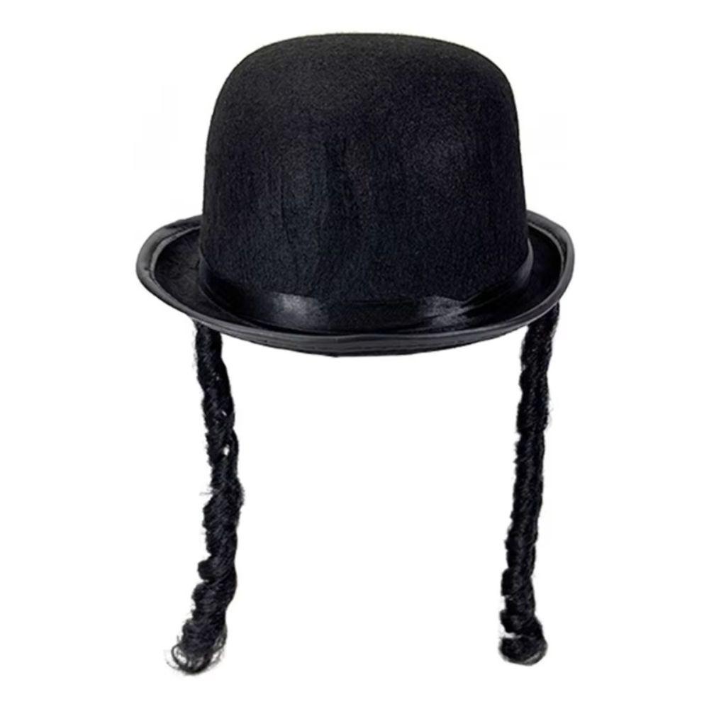 Black Color Braided Top Hat Photography Wear Bowler Hat Classical Round Dress Hat Halloween